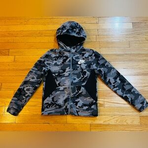 Nike Camouflage Zip-Up Hoodie Sweater Jacket Grey Black Medium Mint Condition